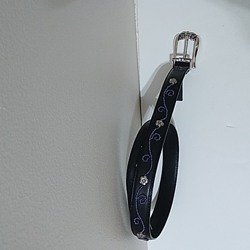 Brighton Silver and Black Beaded Flower Belt